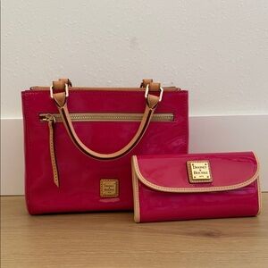 Dooney & Bourke Patent Leather Hot Pink Purse and Wallet